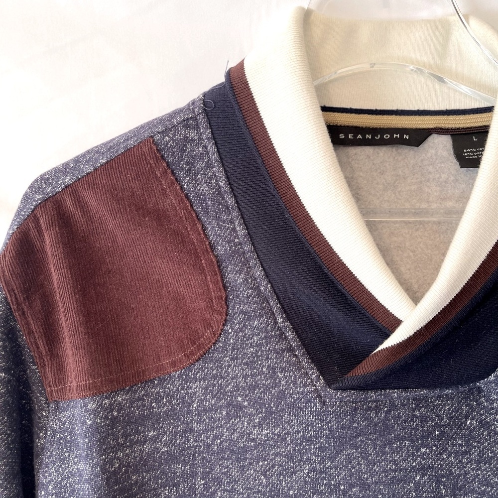 SEAN JOHN Mixed Patch Cowl Neck Sweater EUC